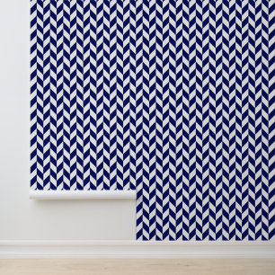 Papel Pintado Color de fondo Herringbone Patrón Blanco Azul para