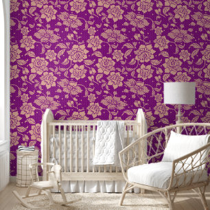 Papel Pintado Color de melocotón púrpura, cáscara de flor floral