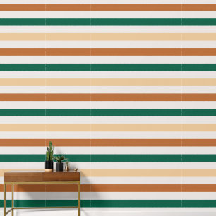 Papel Pintado Color del patrón marrón y verde a rayas único