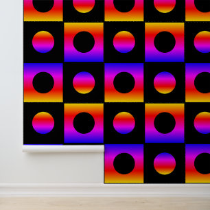 Papel Pintado Color negro y arcoiris Patrón de puntos de arte