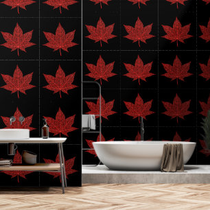 Papel Pintado Color Personalizado de hoja de arce rojo purpurina