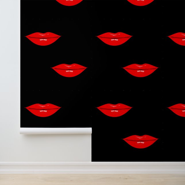 Papel Pintado Color Personalizado de los labios rojos brillante  (Solicitud)