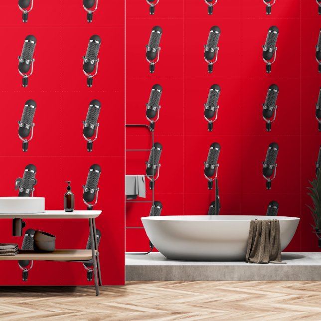 Papel Pintado Color rojo del Personalizado del micrófono (Baño)