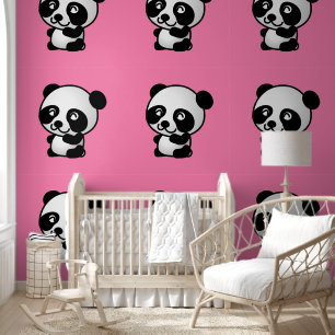 Papel Pintado Color rosa del Personalizado del bebé panda lindo