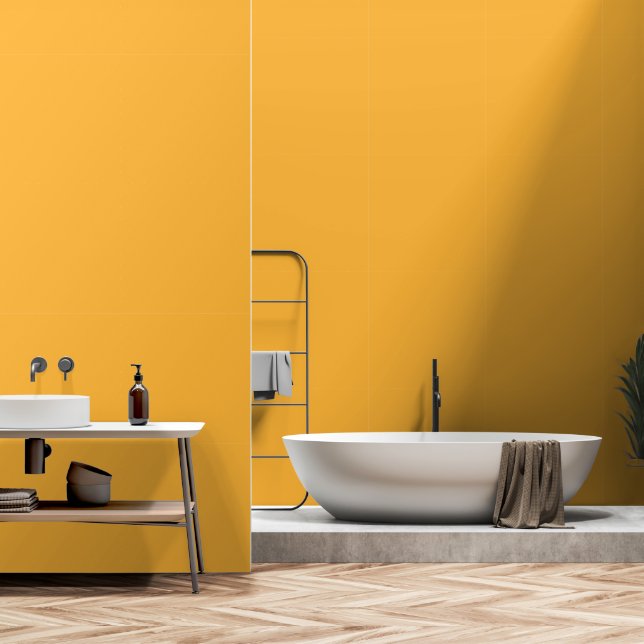 Papel Pintado Color Sólido Amarillo Mango Moderno (Baño)