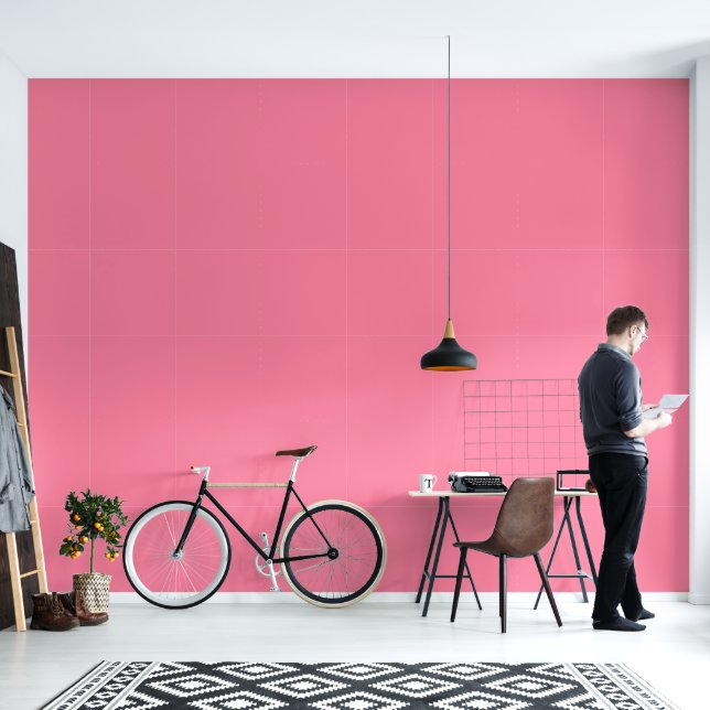 Papel Pintado Color sólido plano rosado de burbuja moderna (Sala de estar)