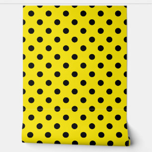 Papel Pintado Colores amarillos de polka negro patrón decoración