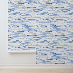 Papel Pintado Colores de agua Abstract Shades of Blue Sea Waves