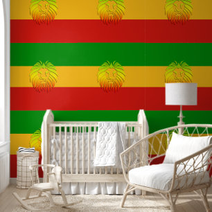 PAPEL PINTADO COLORES DE BANDERA RASTAFARI - CON LEÓN