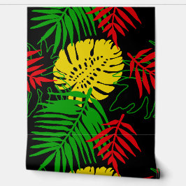 Papel Pintado Colores de rasta del patrón de hojas de selva trop