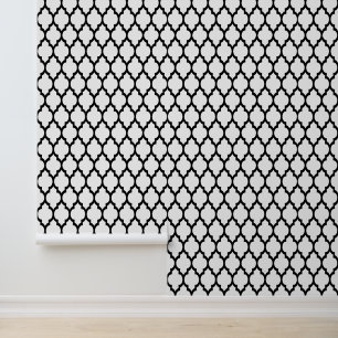 Papel Pintado Colores DIY Morisco Cuatrefoil #4 Negro Blanco