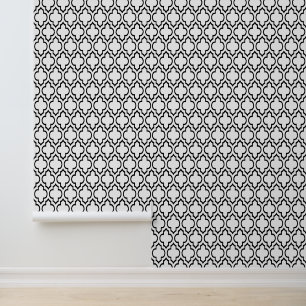 Papel Pintado Colores DIY Morisco Cuatrofoils #4DS Negro Blanco