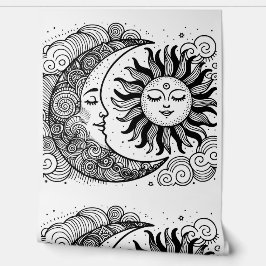 Papel Pintado Colores Personalizados de luna de sol y estrellas 