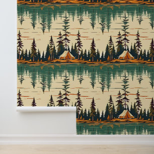 Papel Pintado Colores vintage Camping Tema