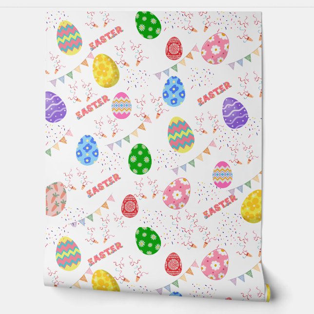 Papel Pintado Colorful Easter Egg and Spring Bunting Pattern  (Desenrollar)