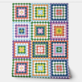 Papel Pintado Colorful Retro Mid-Century Mid-Mod Crochet Blossom