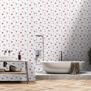 Papel Pintado Colorida acuarela Tela y palo florales
