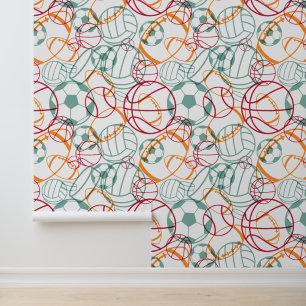 Papel Pintado Coloridas Bolas Deportivas Resumen Diseño