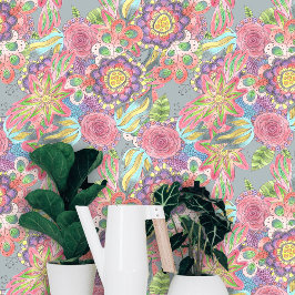 Papel Pintado Coloridas flores de Moda de Whimsy Boho dibujadas