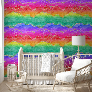 Papel Pintado Colorido arcoiris Purpurina Agate de Oro