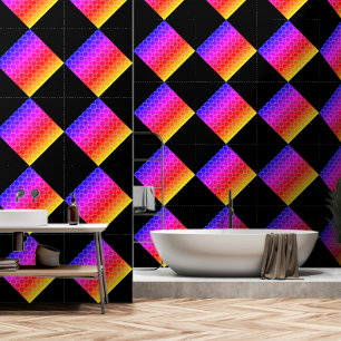 Papel Pintado Colorido Retro 80s Escamas de Dragón Diamante Arco