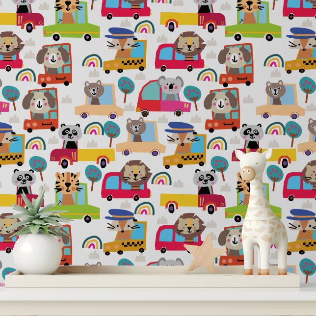 Papel Pintado Coloridos Animales Cute Vehículos Vehículos Niños  (Subido por el creador)