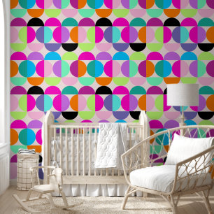 Papel Pintado Coloridos Círculos Retro A Mediados Del Siglo Mode