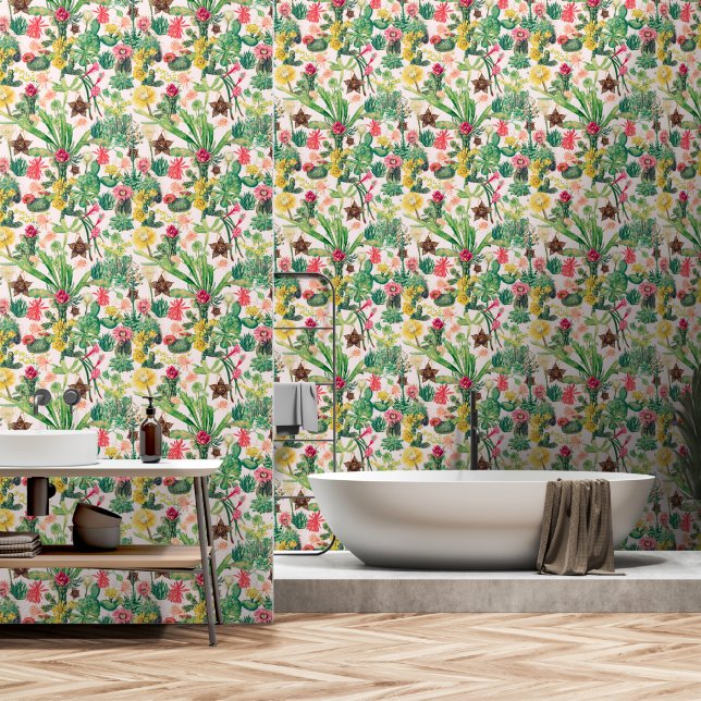 Papel Pintado Colorosa colección de cactus de época (Baño)