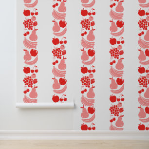 Papel Pintado Columnas de Frutas de Cocina Rosa Vintage – Grandm