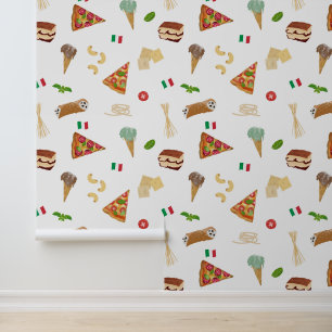 Papel Pintado Comida Italiana Pizza Pasta Tiramisu Cocina