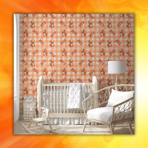 Papel Pintado Comprobación de búfalo naranja con dinosaurios y m