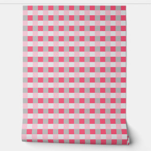 Papel Pintado Comprobación rosa y gris