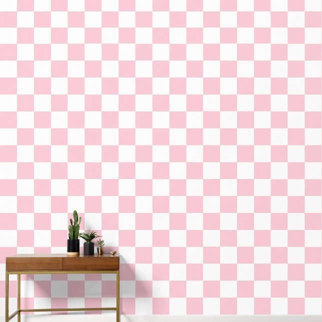 Papel Pintado Comprobar el patrón del tablero de cheques rosado  (Pasillo)