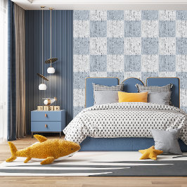 Papel Pintado Comprobar la textura cruda gris blanco y azul