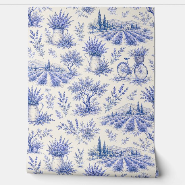 papel pintado con estampado de lavanda vintage (Desenrollar)