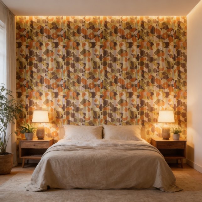 Papel pintado con estampado floral naranja y amari (Subido por el creador)