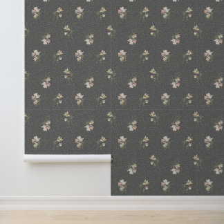 Papel pintado con flores dispersas pastel