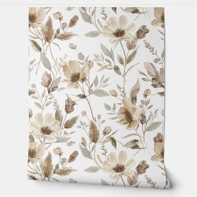 Papel Pintado con Patrón Botánico | Papel Pintado  (Desenrollar)