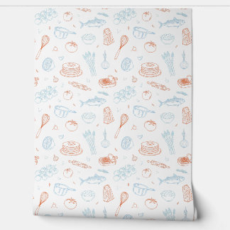 Papel pintado con patrón culinario de cocina medit
