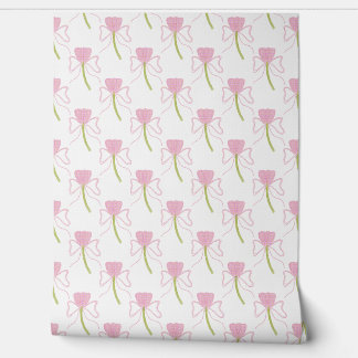Papel pintado con patrón de acuarela de lazo rosa