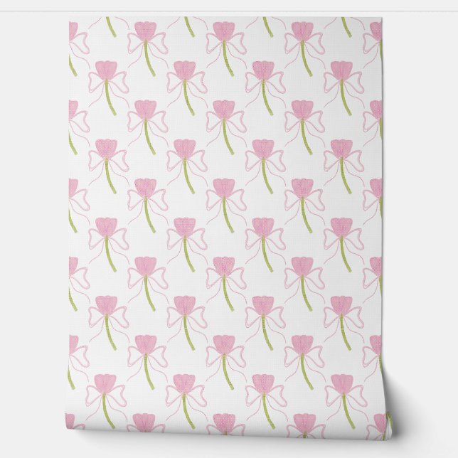 Papel pintado con patrón de acuarela de lazo rosa  (Desenrollar)
