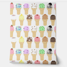 Papel Pintado con Patrón de Conos de Helado