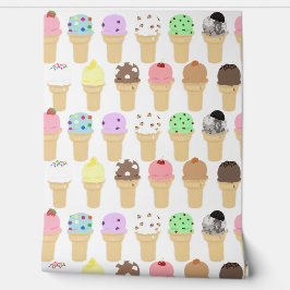 Papel Pintado con Patrón de Conos de Helado