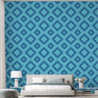 Papel Pintado con Patrón de Diamantes Azules