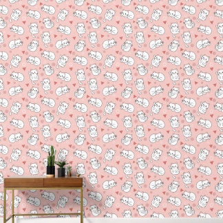 Papel pintado con patrón de gato rosa lindo