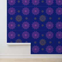 Papel pintado con patrón de mandala azul real, ros