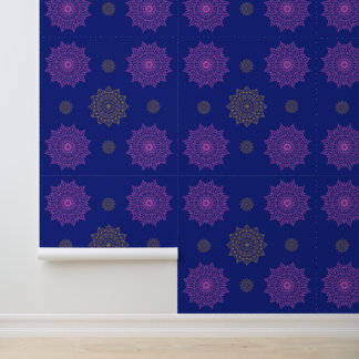 Papel pintado con patrón de mandala azul real, ros