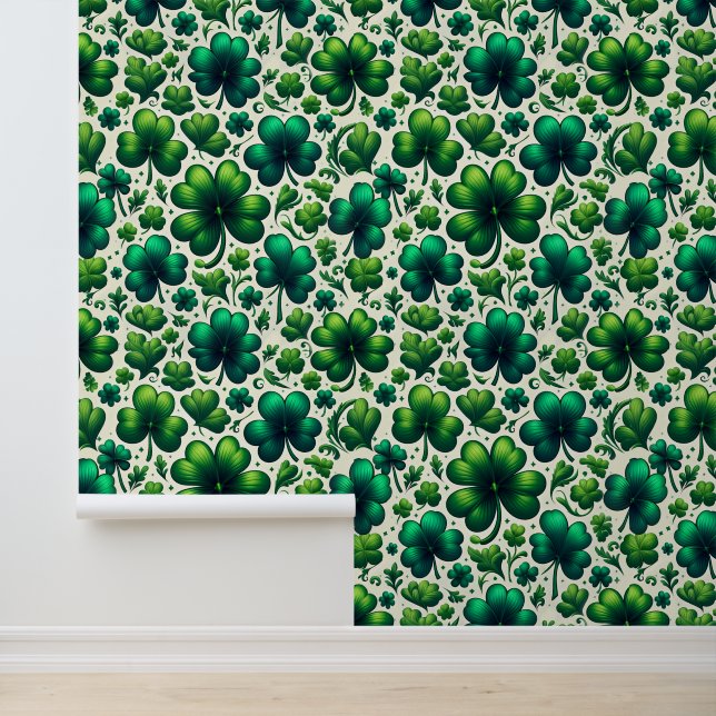 Papel pintado con patrón de trébol de la suerte pa (Solicitud)