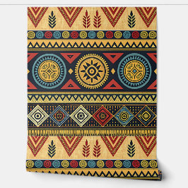 Papel pintado con patrón geométrico tribal boho