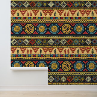 Papel pintado con patrón geométrico tribal boho